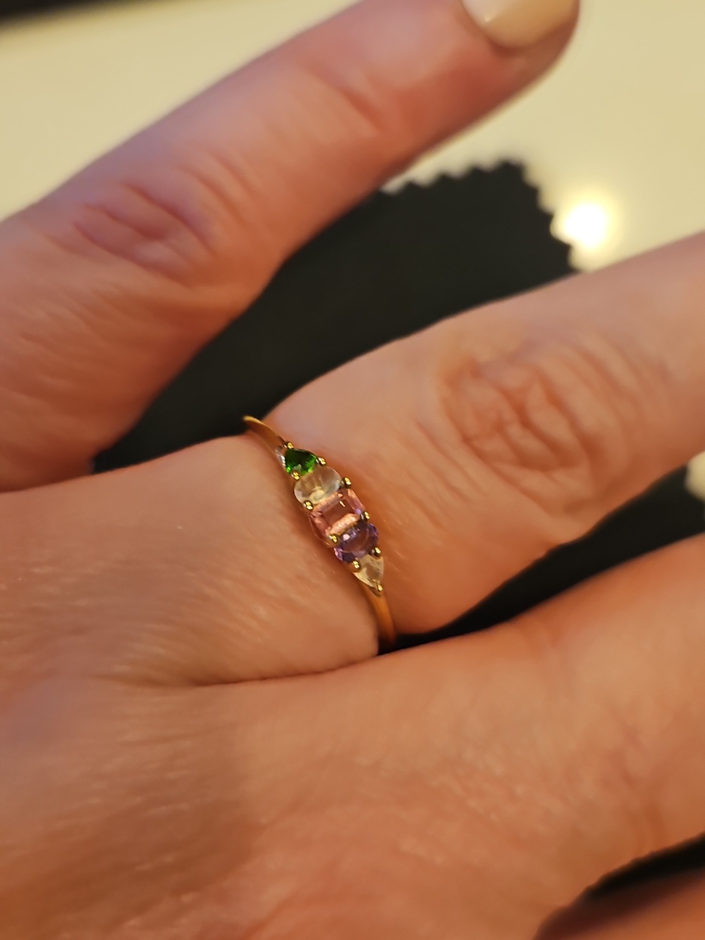 Solid Yellow Gold Acrostic "DREAM" Ring, Size 6 - Picture 2 of 3